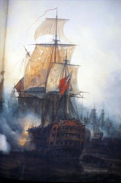 Buque de guerra Painting - Batalla naval de Trafalgar-Mayer